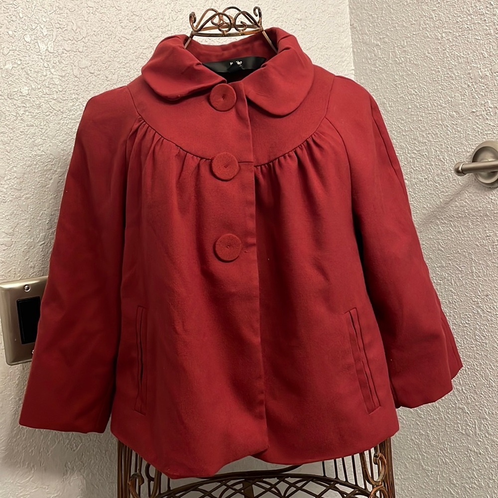 Mossimo Burgundy Red Big Buttons Womens Jacket Size Medium